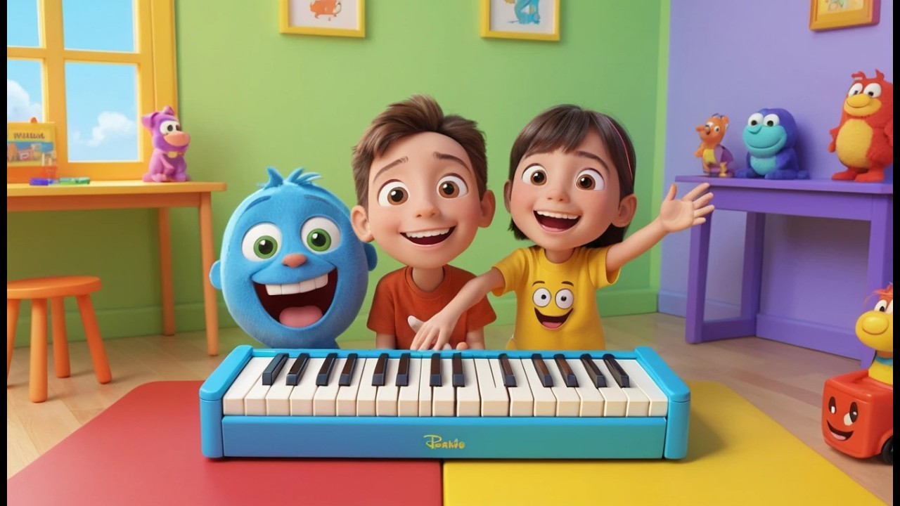 Sechs kleine Spielzeugklaviere spielen eine Melodie | Musikinstrumente & Zählen für Kinder
