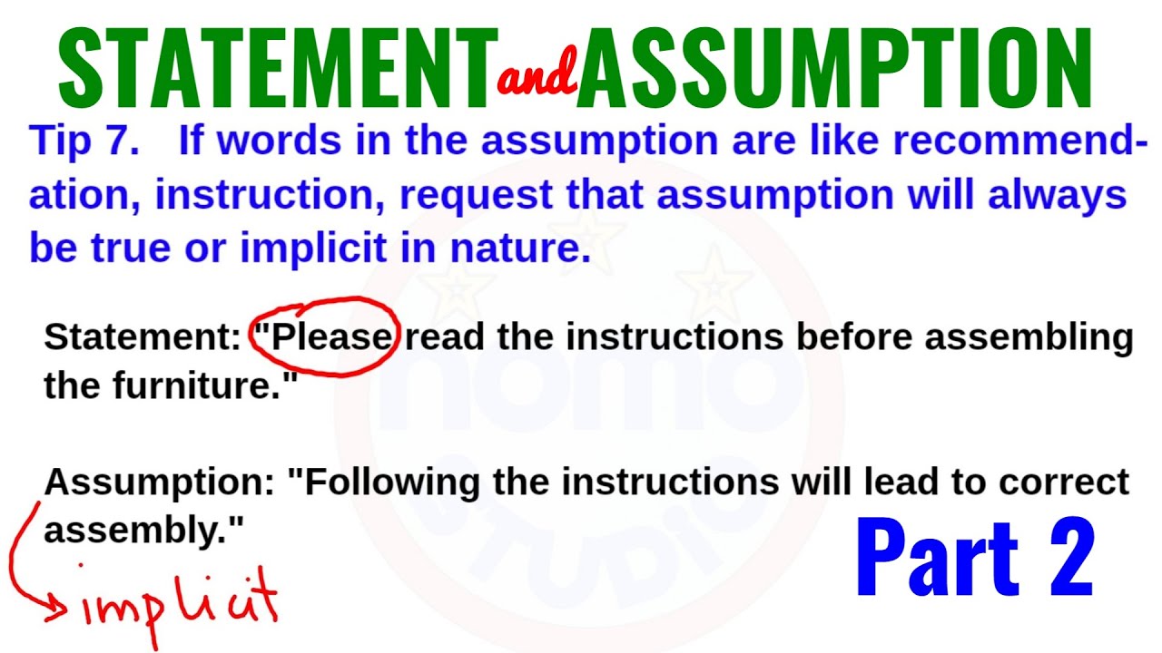 8 Tips to remember Statement and Assumption - Part 2