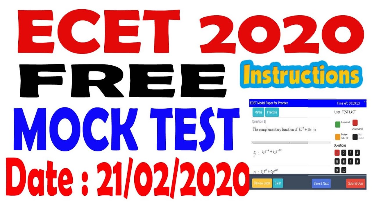 TS ECET 2020 | AP ECET 2020 | FREE ECET MOCK TEST Instructions |