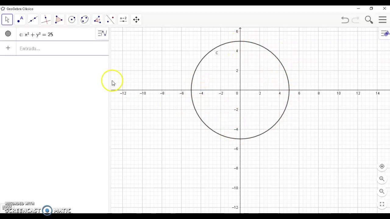 Como graficar una circunferencia en Geogebra