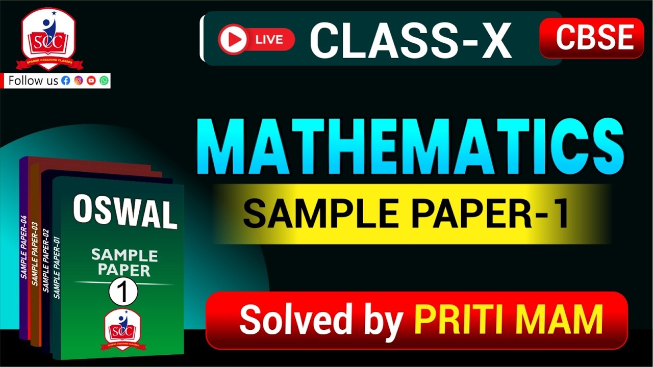 Class 10th Mathematics Sample Paper 🔥 2025-26 Solution | Oswal | Full Solution by Priti Mam