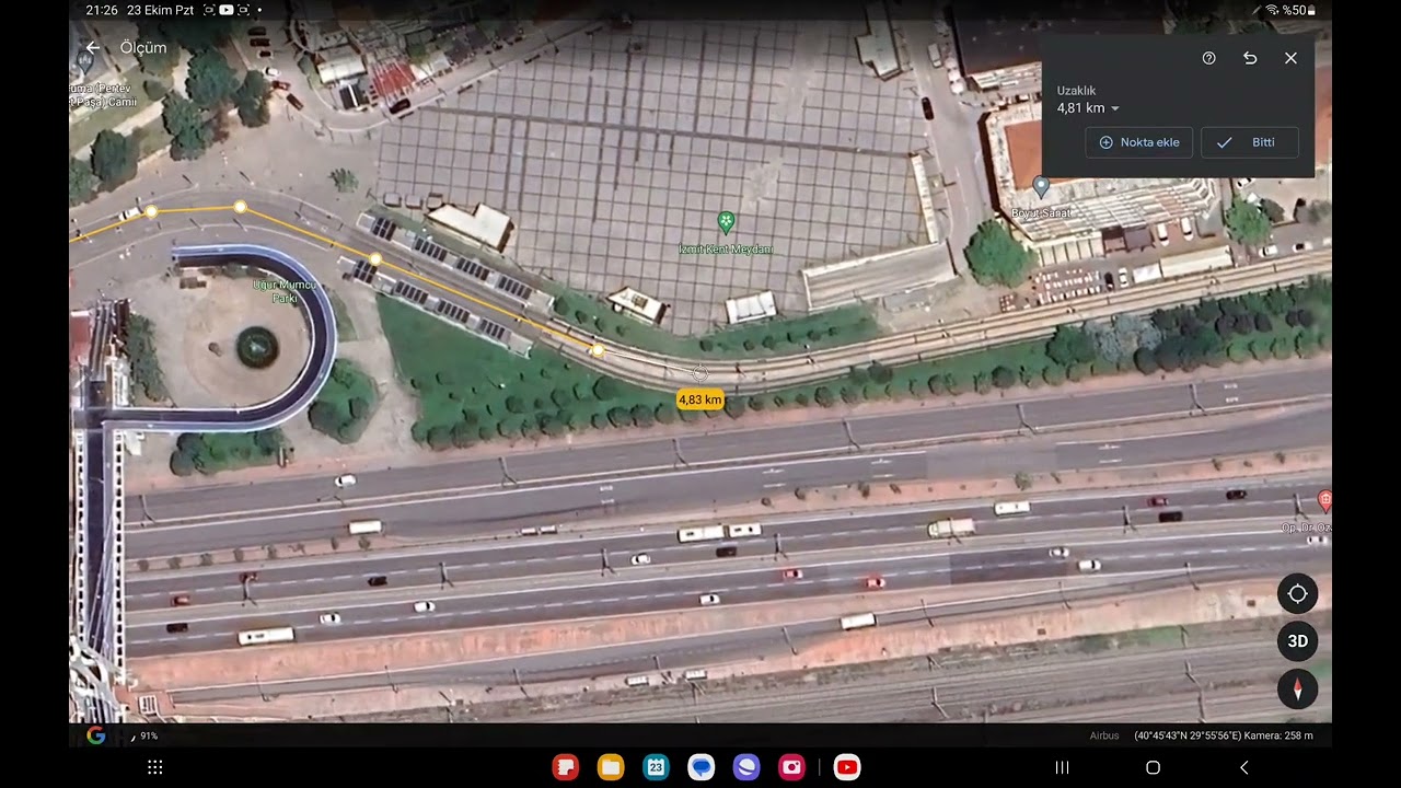 Kuruçesme - Otogar Kocaeli Akcaray Tramvay Hattı Google Earth Ölçü Turu