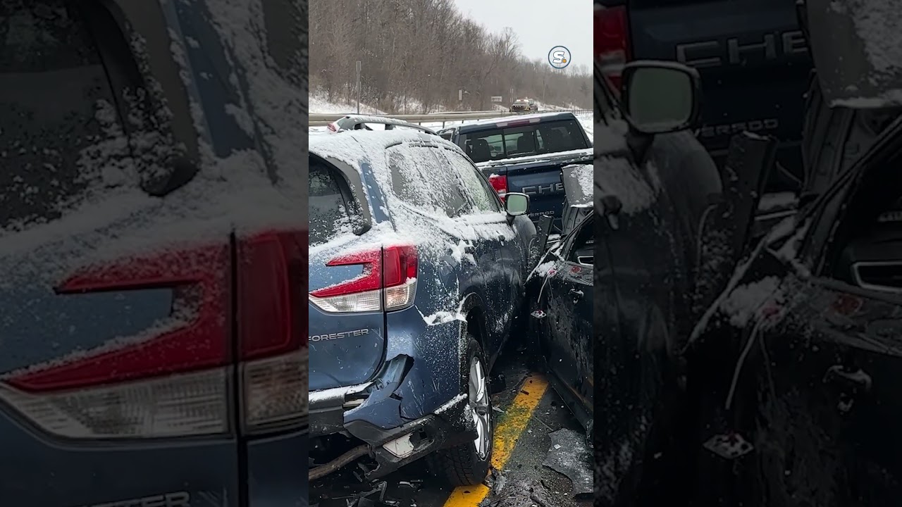 Video captures the devastation of a 37-vehicle pileup on I-81 in LaFayette