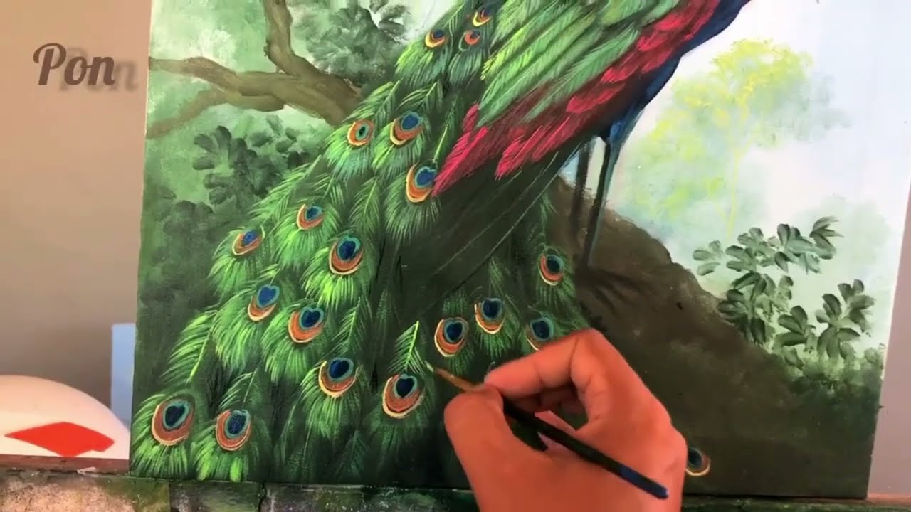 Peacock Painting on Canvas | Oil Painting |Tutorial Episode15