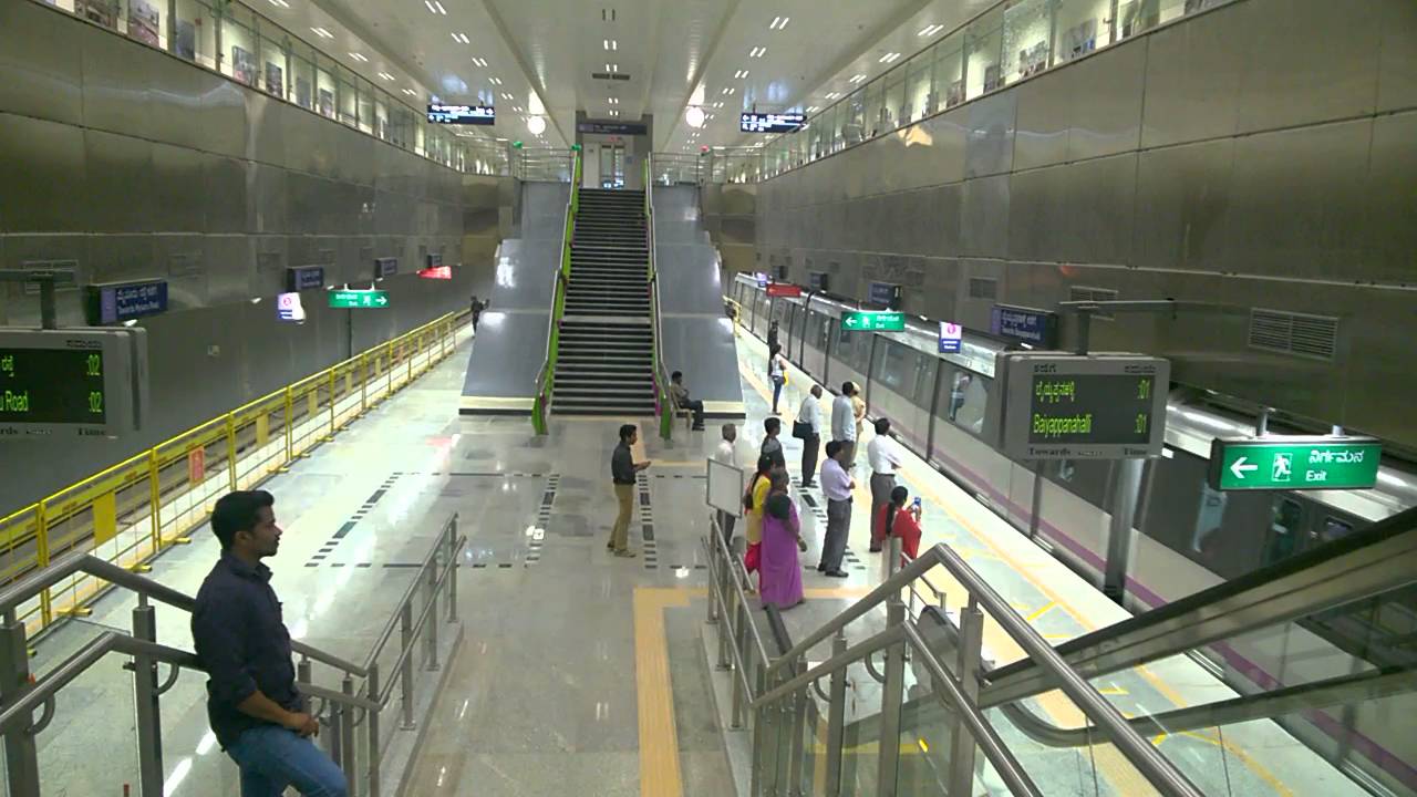 Bangalore Metro . Train approaching underground station