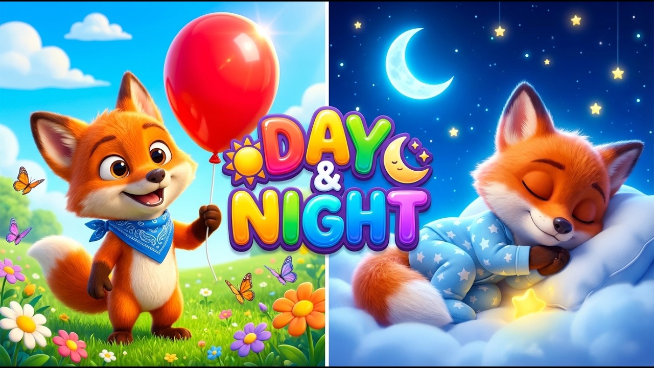 Learn Colors & Bedtime Song 🌈💤 Rusty the Fox Day to Night Routine