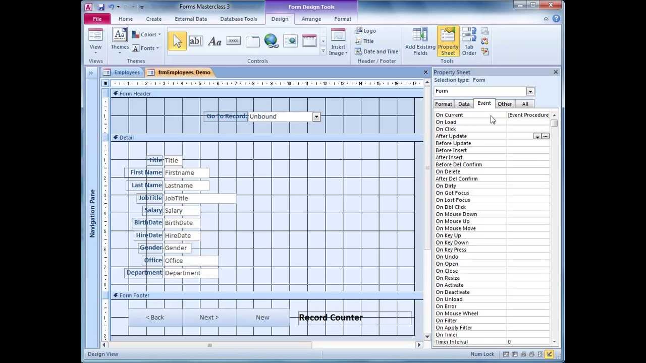 Access Forms Masterclass 3 - Go To Record