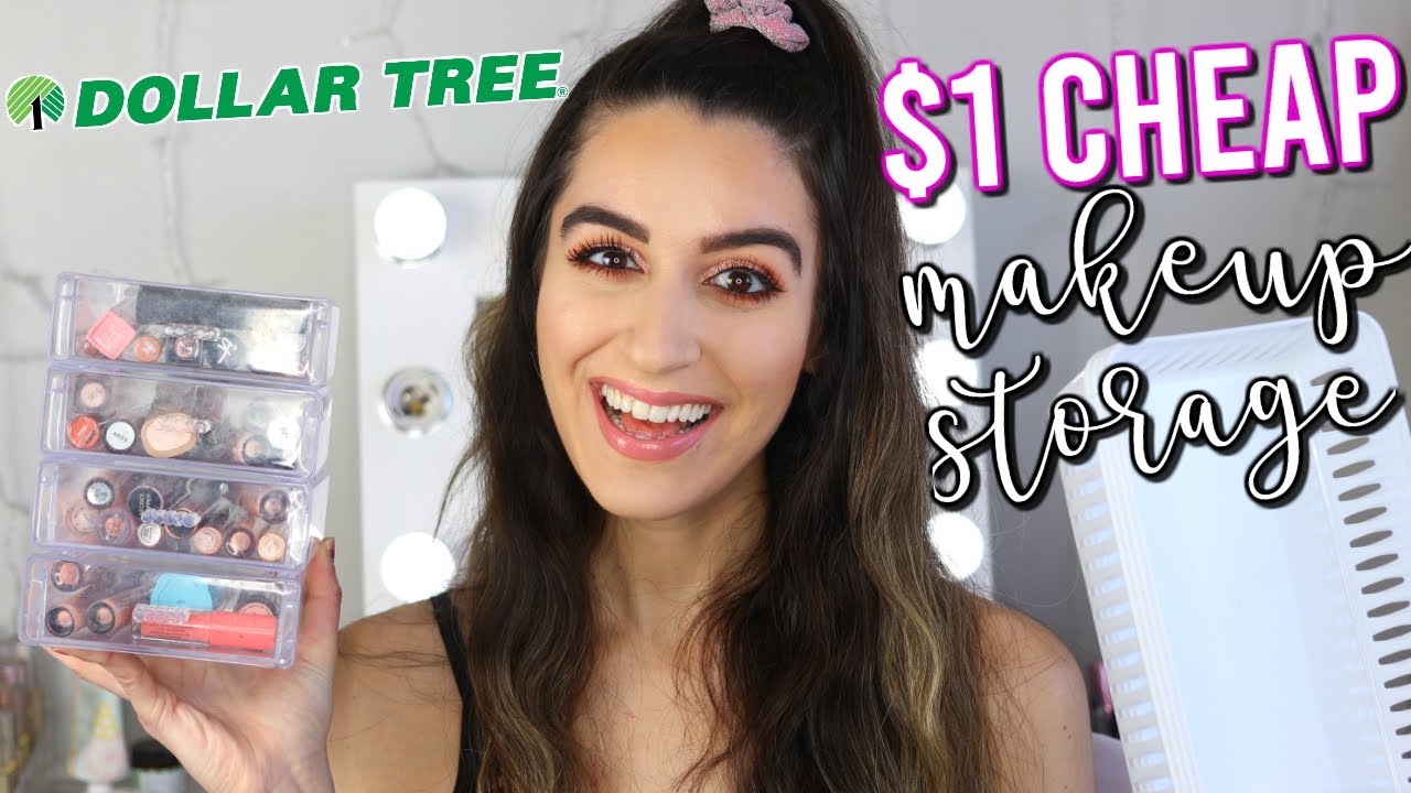 CHEAP DOLLAR TREE MAKEUP ORGANIZATION - AFFORDABLE $1 MAKEUP STORAGE IDEAS!!