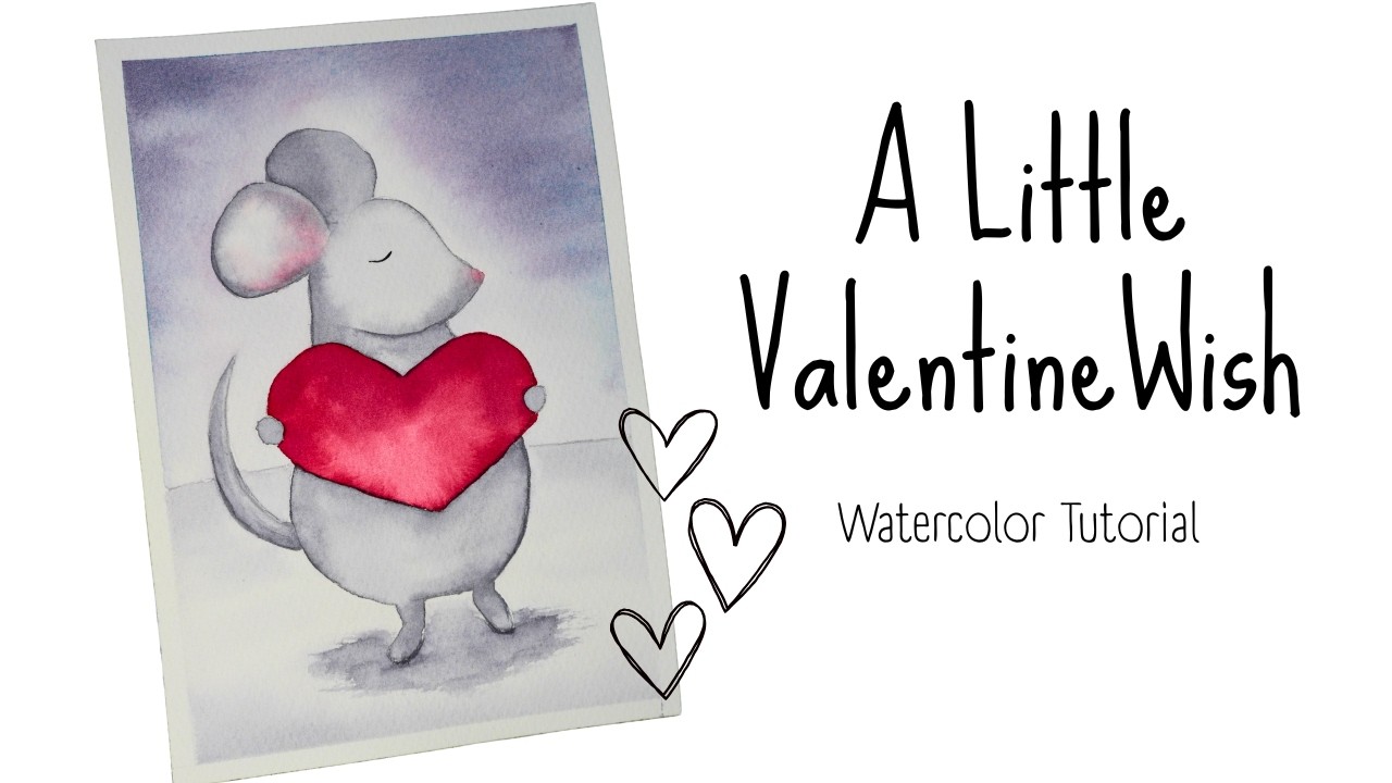 Easy Watercolor Valentine Card | Cute Mouse Tutorial for Beginners