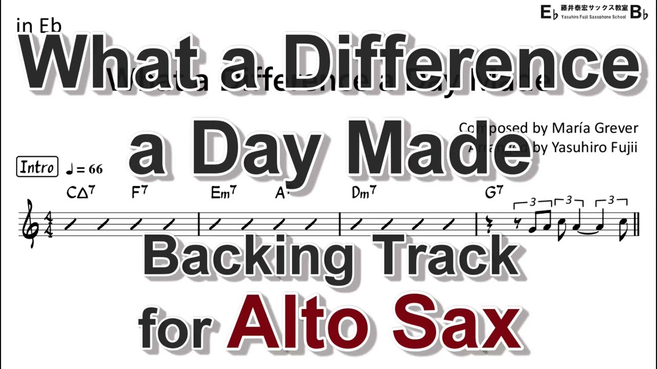 What a Difference a Day Made - Backing Track with Sheet Music for Alto Sax