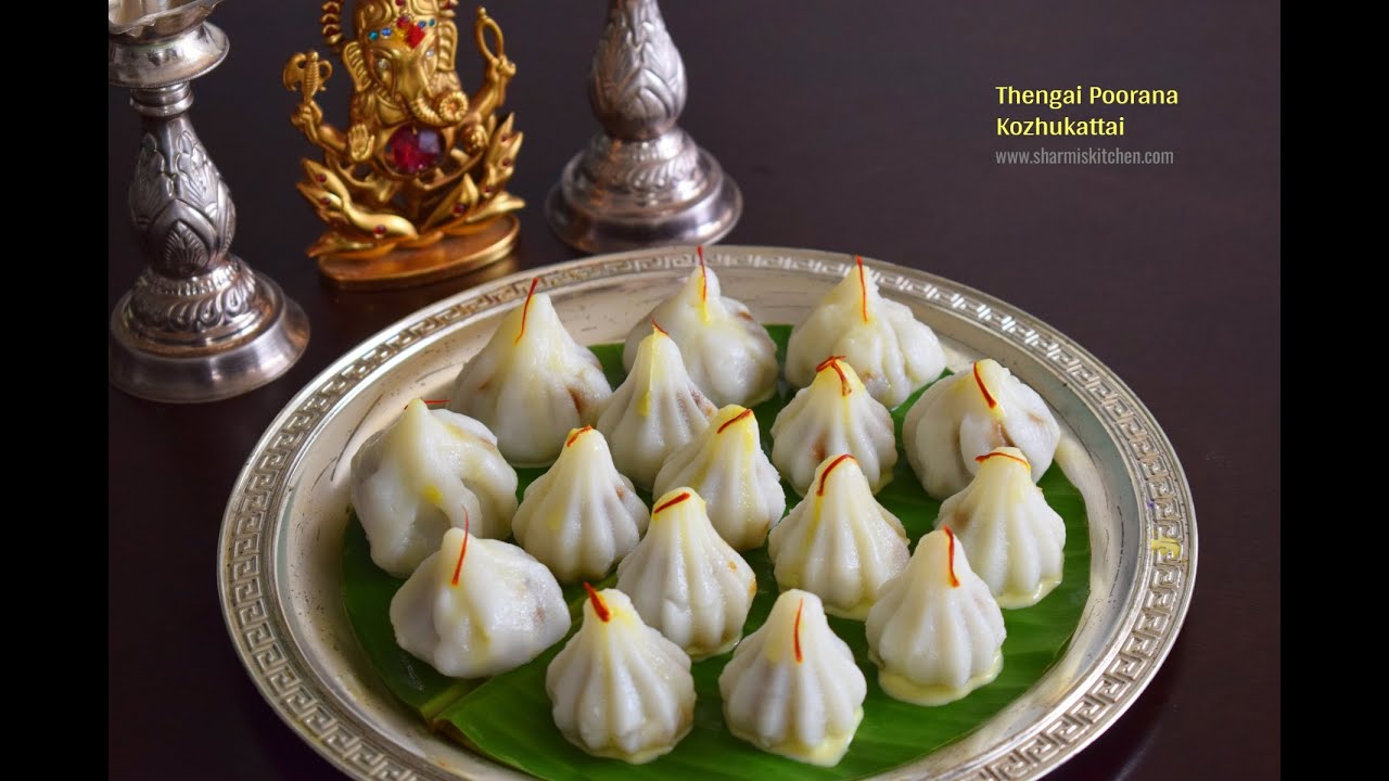 Thengai Poorana Kozhukattai | Coconut Jaggery Modak | Modagam recipe