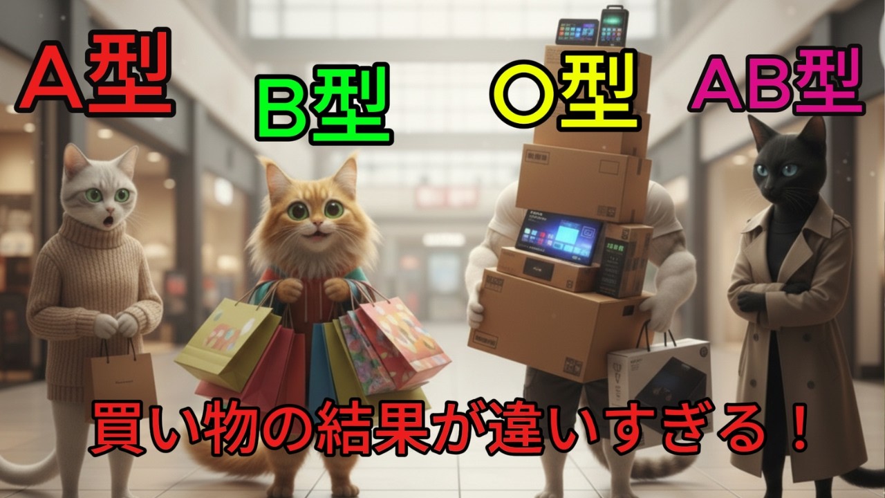 【血液型あるある】血液型別ねこが買い物をしたら？🐱🛍️