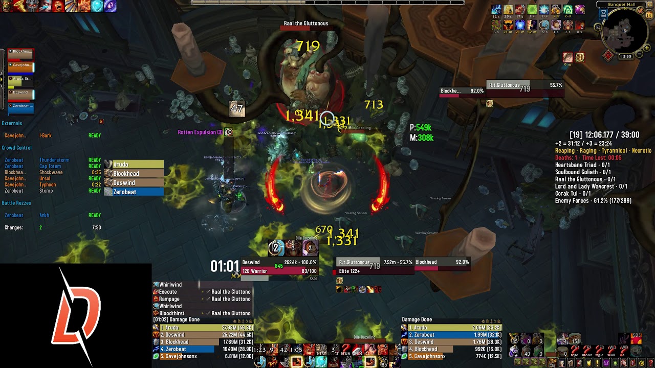Waycrest+19 (Raging, Necrotic) Fury Warrior 8.1.5