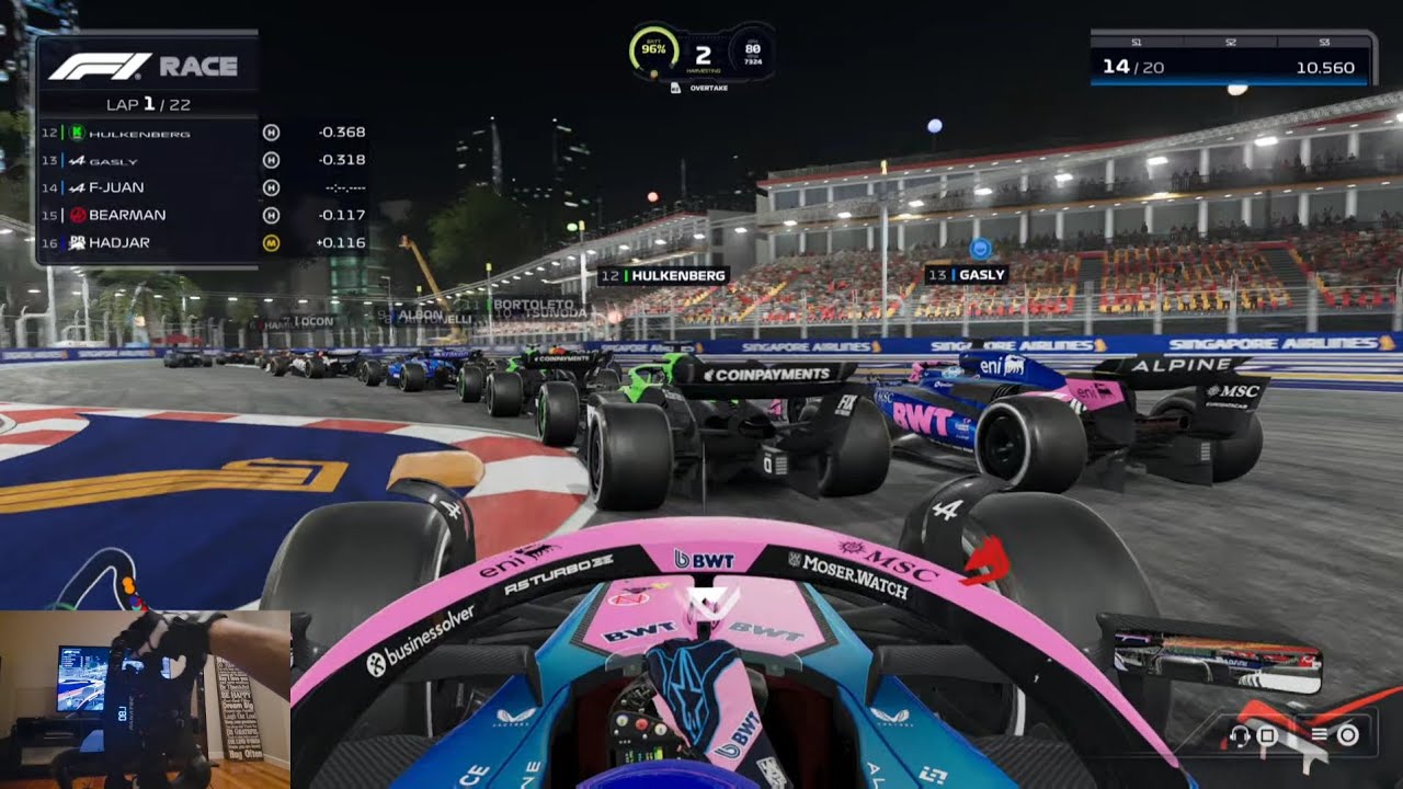 F1 25 Career Mode 100% Difficulty / Round 18 Singapore GP 22 Laps / Alpine / Steering wheel gameplay
