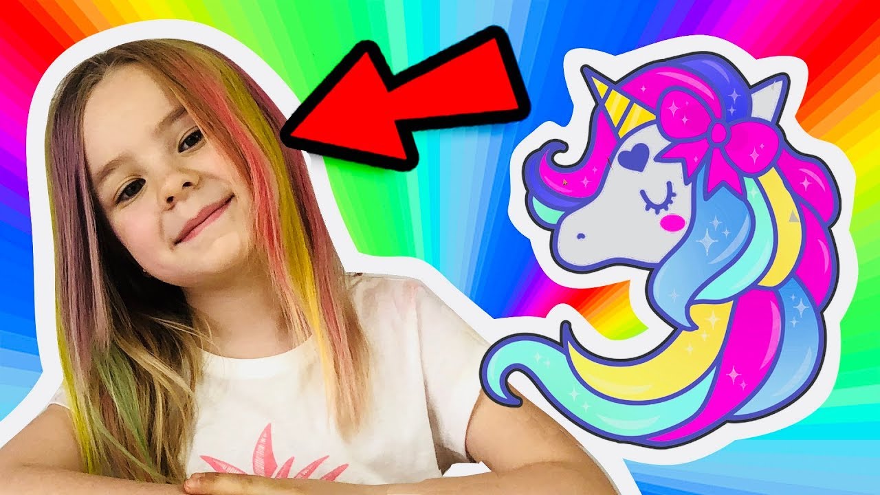 🦄DES CHEVEUX DE LICORNE !!!🦄 OCEANE SE TEINT LES CHEVEUX !! !-  #kidstudiotest