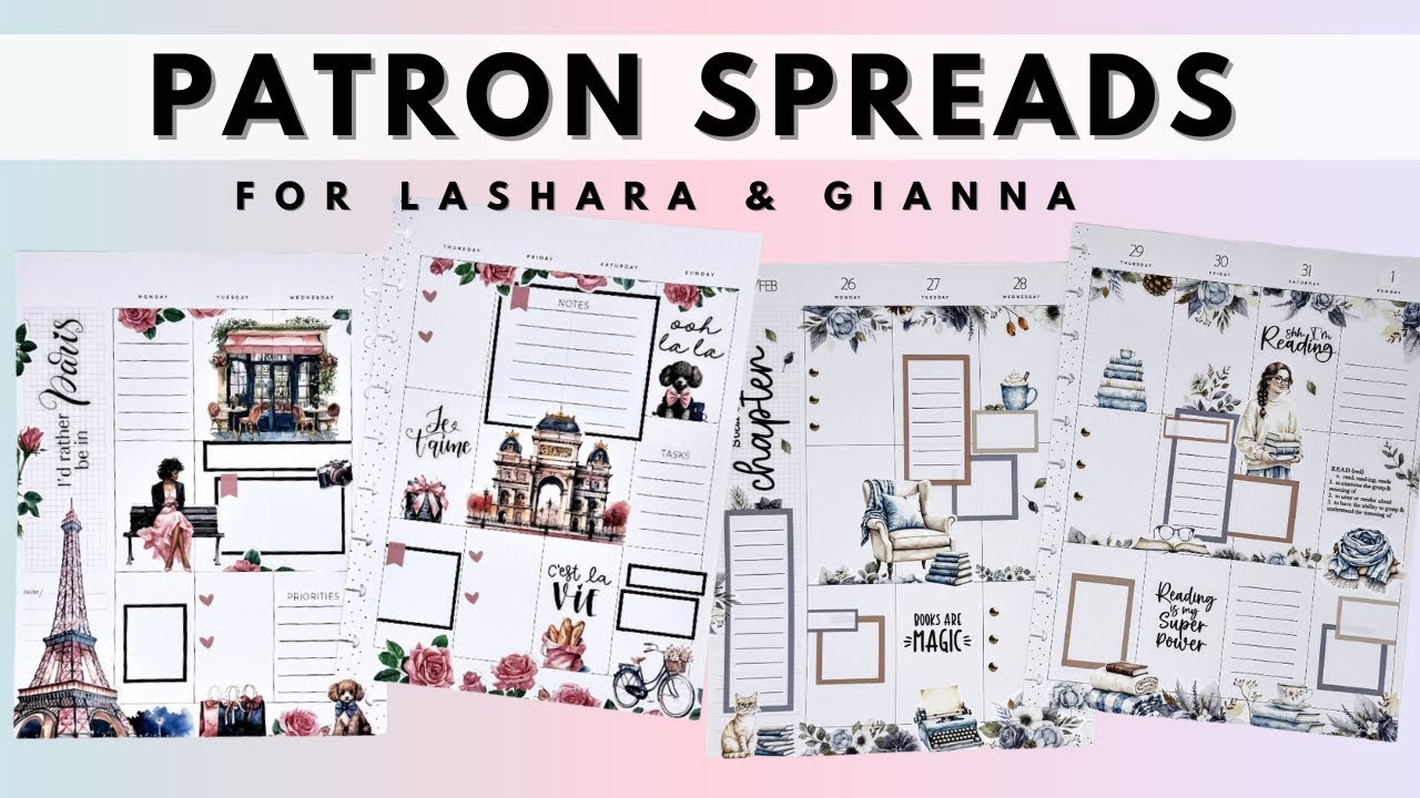 PLAN WITH ME | ￼ PATRON SPREADS FOR LASHARA AND GIANNA | THE HAPPY PLANNER