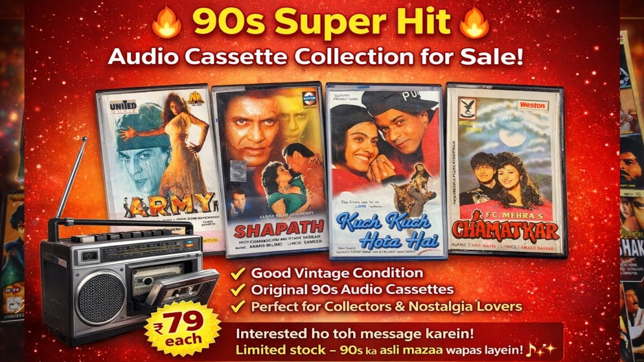 90s के दशक की शानदार मास्टर आडियो कैसेट For Sale 90s Hits Films || Cont 9394537946