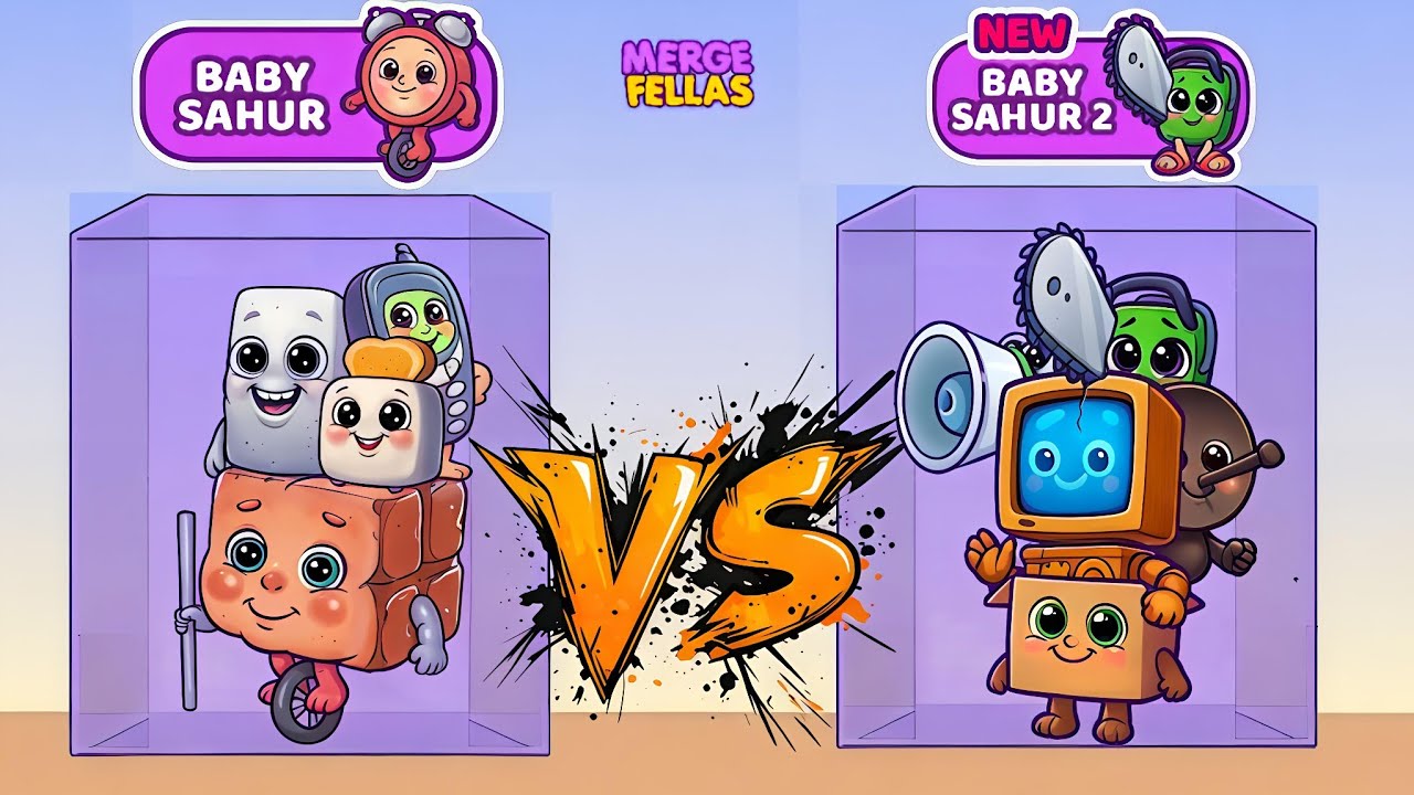BOSS ➕ BOSS 🔥 Merge fellas BABY SAHUR 🆚 BABY SAHUR 2 BRAINROT GAMEPLAY MIX BRAINROT