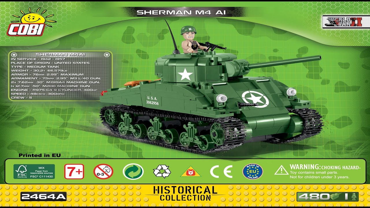 Cobi Instructions | Small Army / WW2 | 2464 | Sherman M4A1 - American Medium Tank