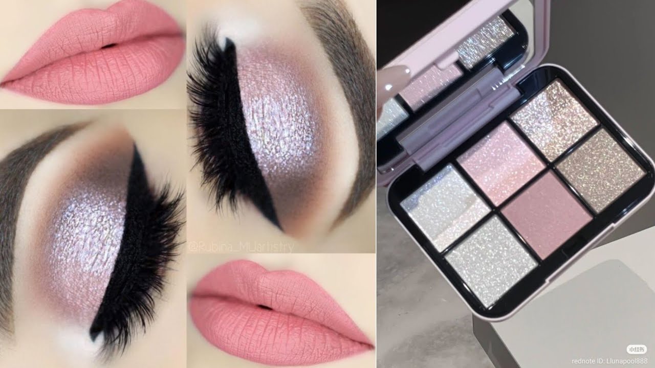 Natural eye makeup tutorial for pink eye practice on eye dummy 