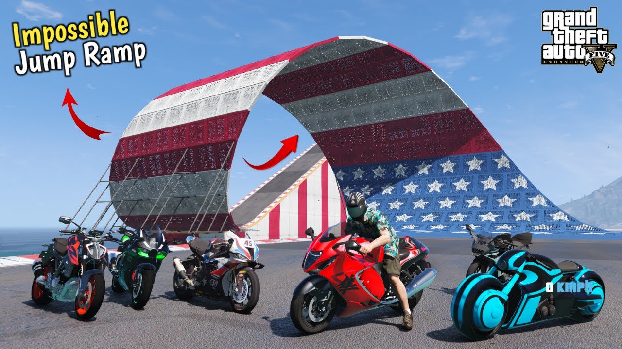 GTA 5 : Indian Bikes Vs Extreme Water Curve Ramp Jump Challenge In GTA 5 | Gta V Stunts | HINDI