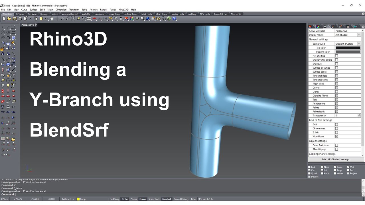 Rhino3D, blending a Y-Branch