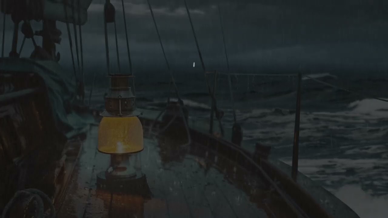 Drifting at Sea in the Afternoon | Relaxing Rain & Ocean Waves Along the Boat