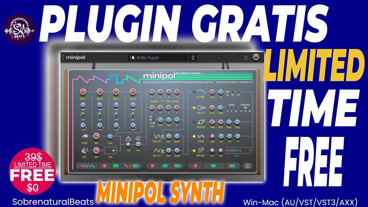 🎁GRATIS LIMITED TIME MINIPOL SYNTH DE KARANYI SOUNDS SONIDOS RETRO ANALOGOS PARA TUS BEATS🔥👇👇
