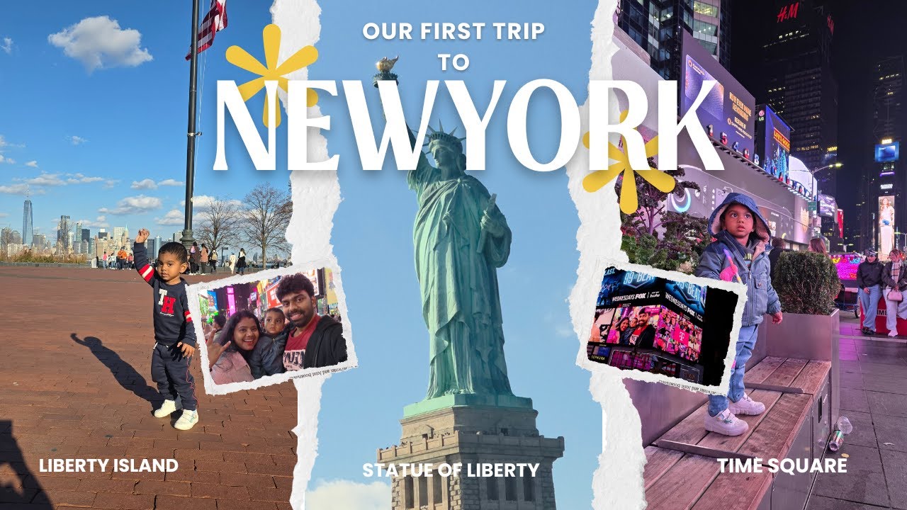 First Family Trip to New York City🗽| Day 1 | Statue of Liberty & Times Square | Tamil Vlog