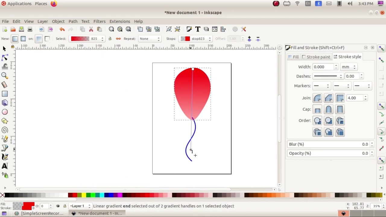 Draw baloon using Inkscape vector graphics editor