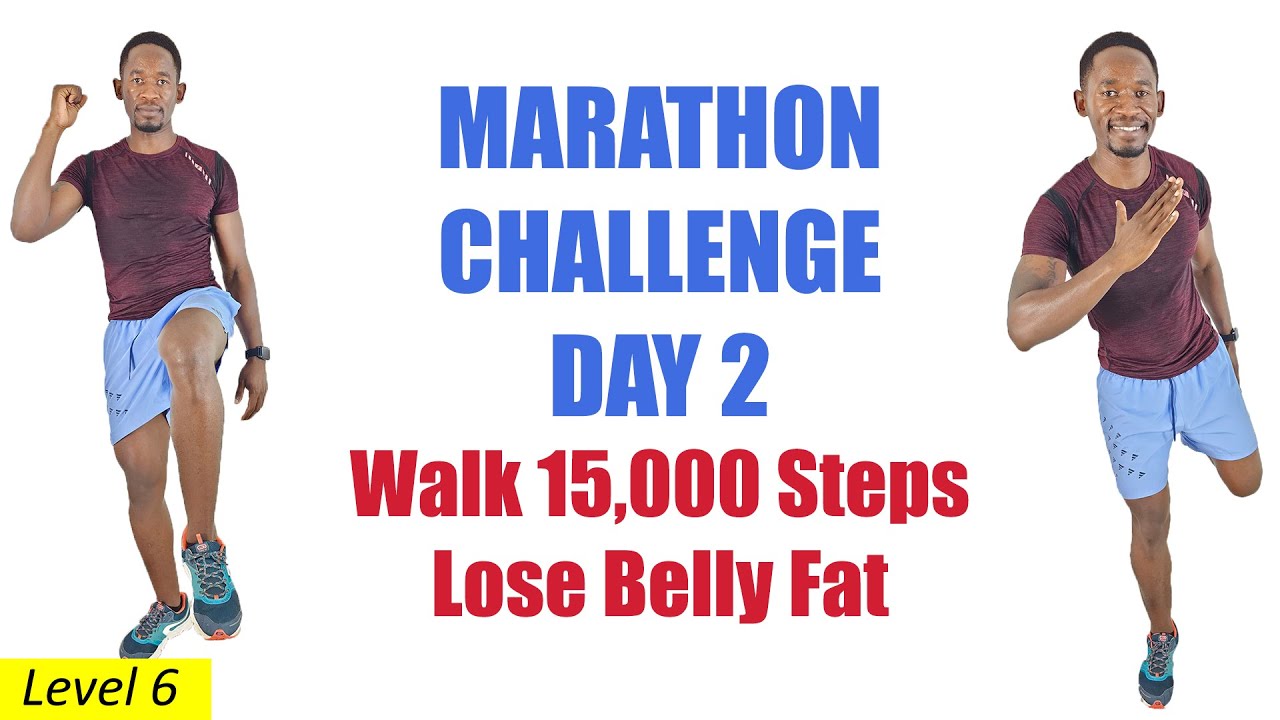 MARATHON CHALLENGE DAY 2: 2-HOUR Walking and Running Workout for Fast Belly Fat Loss