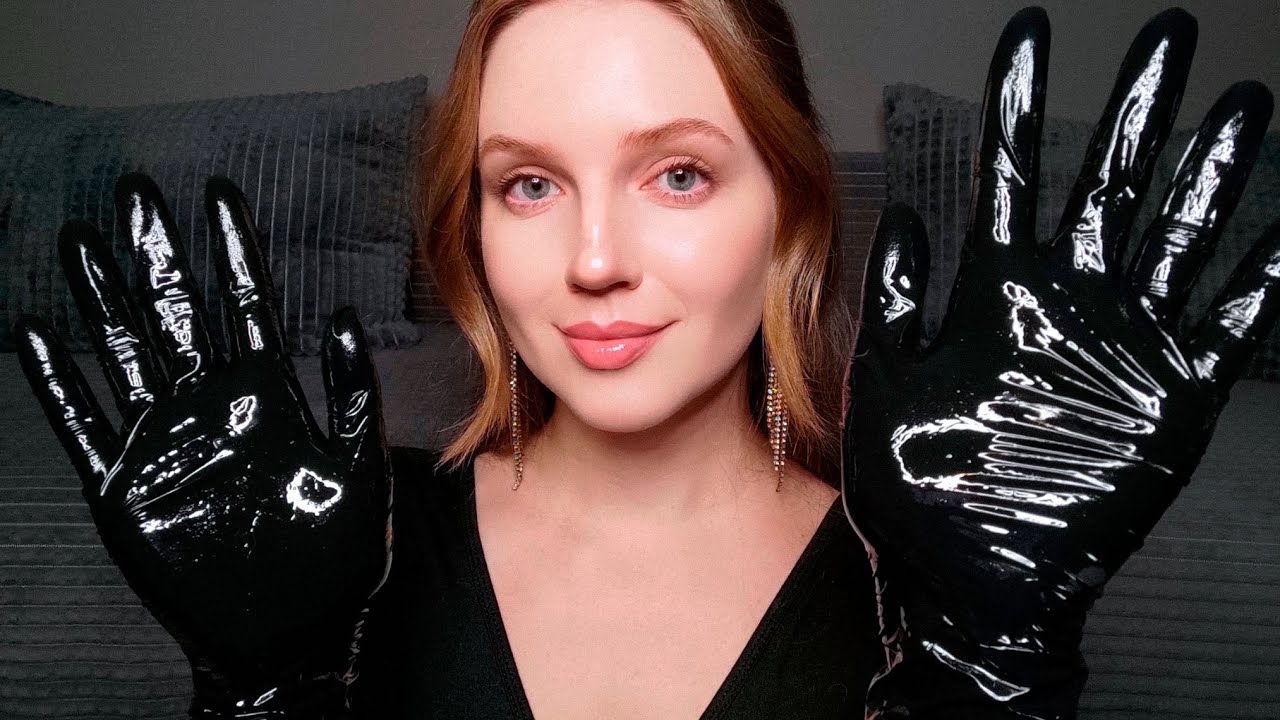 ASMR Oil Face Massage in Gloves. Unintelligible Whispers. 2 Hours