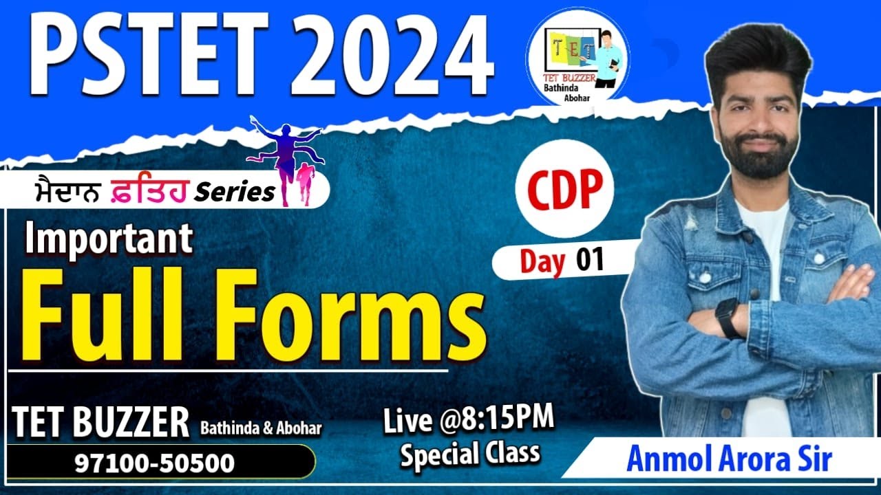 PSTET 2024 CDP | Psychology | Full Forms | Topic Complete Discussion 01 | TET BUZZER Academy