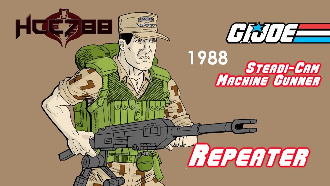 HCC788 - 1988 REPEATER - Steadi-Cam Machine Gunner - Vintage G.I. Joe toy!