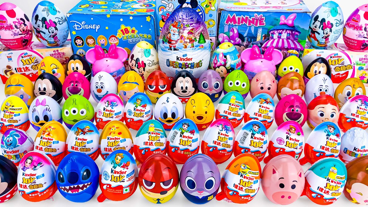 ASMR DISNEY Mickey vs Kinder SQUISHY Mystery Toys UNBOXING | NO TALKING