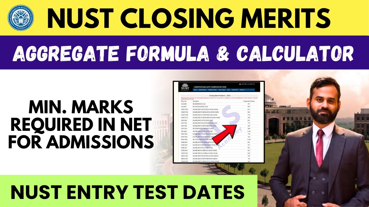 NUST University Closing Merit Positions 2026 | Marks Required in NET for Admission Aggregate Formula