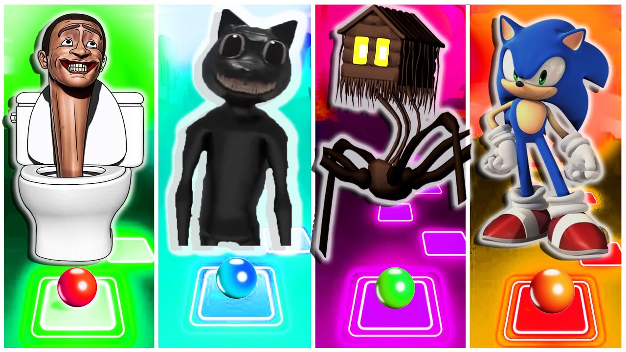 SKIBIDI TOILET 🆚 CARTOON CAT 🆚 HOUSE HEAD 🆚 SONIC | Tiles Hop - EDM Rush 🔴