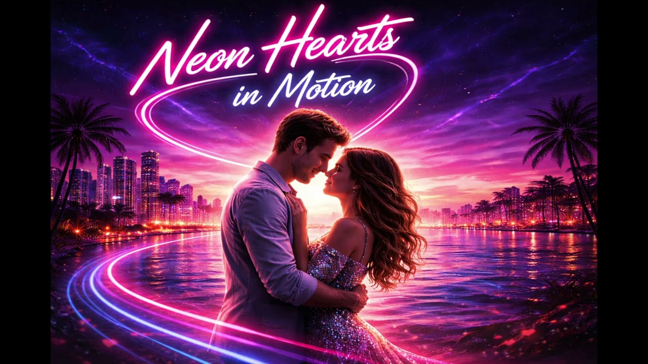 Neon Hearts in Motion
