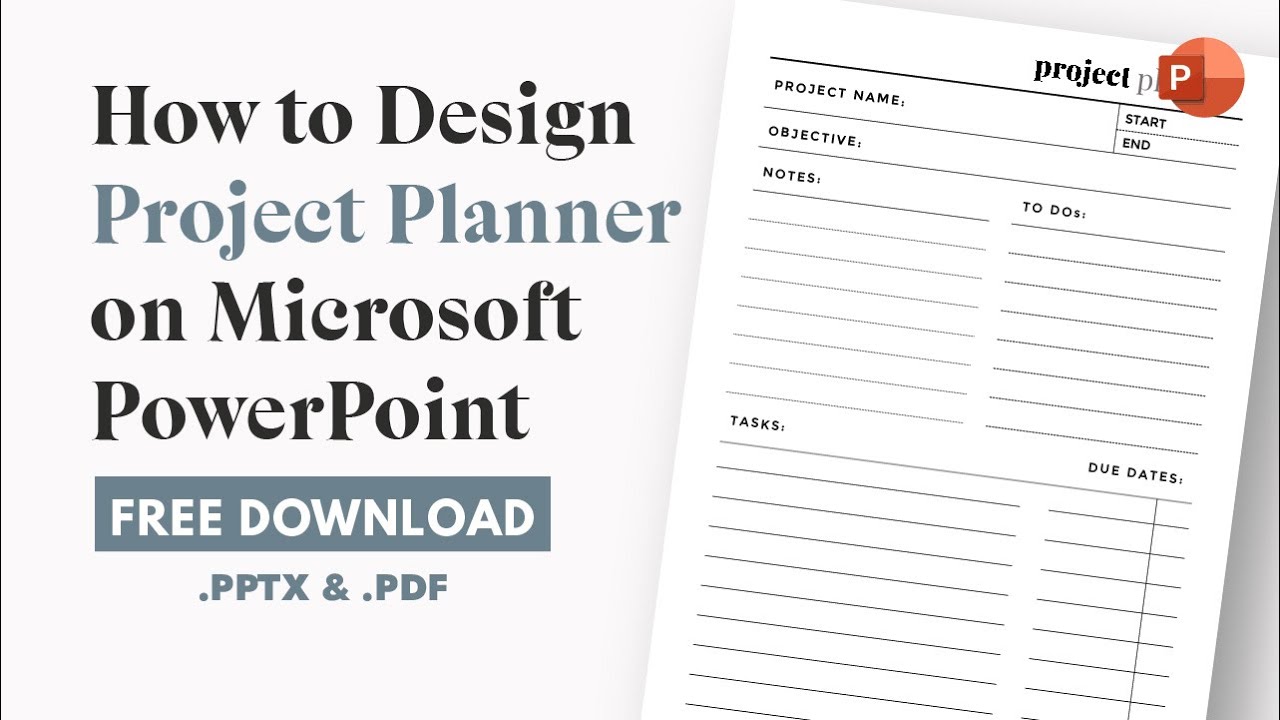 How to design minimalist project planner on Microsoft PowerPoint | DIY printable | Free Download