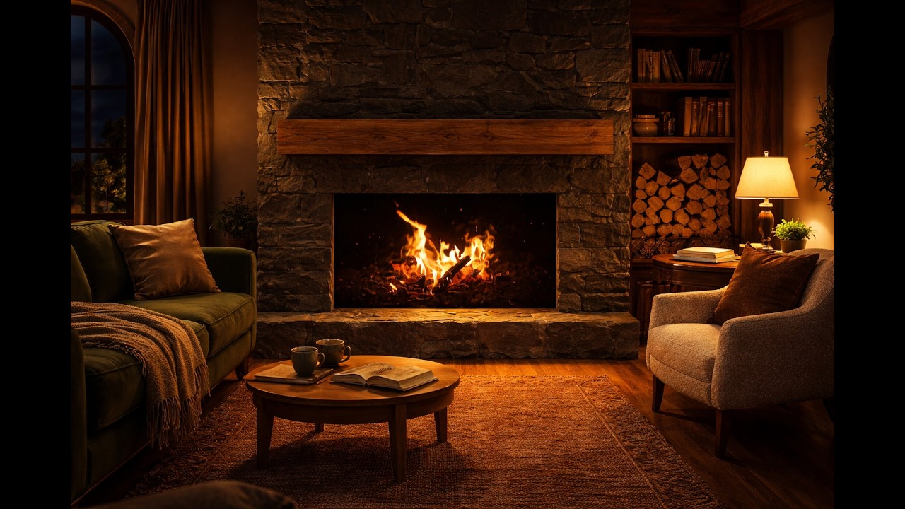 Quiet Evening Fireplace 🔥 | Warm Fire Sounds for Reading & Relaxation (1 Hour)