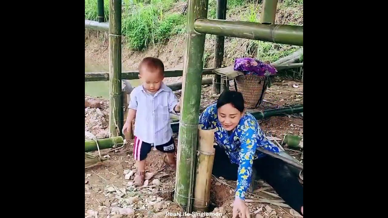 Single Mother and Baby: Daily Activities in the Village