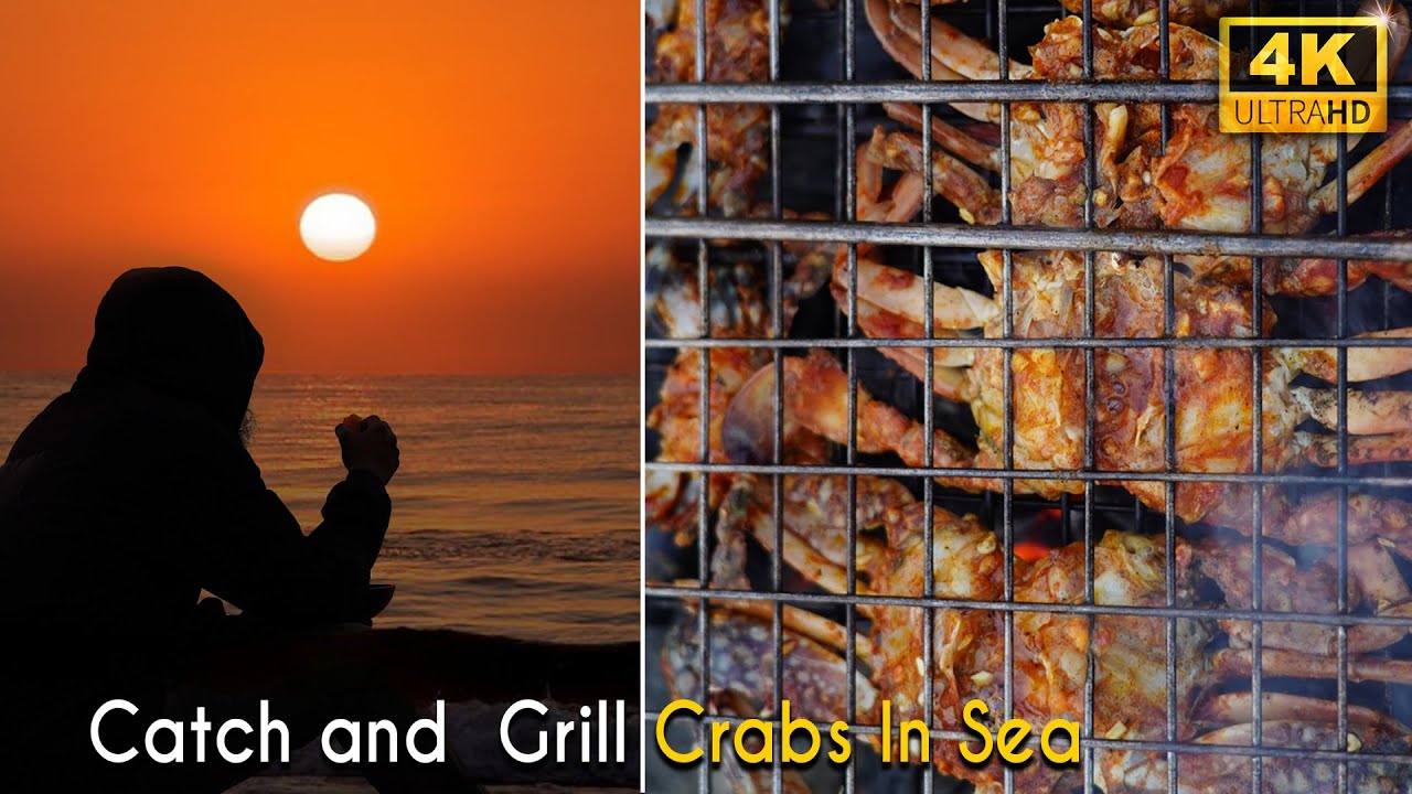Catch and  Grill Crabs In Sea  | Cooking crab eating delicious | Cooking Skill Village Food Channel