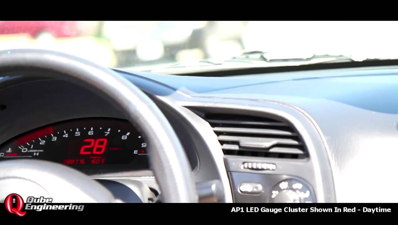Qube Engineering Honda S2000 AP1 LED Gauge Cluster Red - Daytime