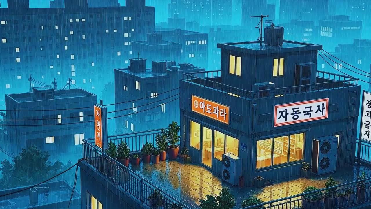 Rain Sounds & Lofi for Study in a Cozy Korean Night for Clear Thinking 😌