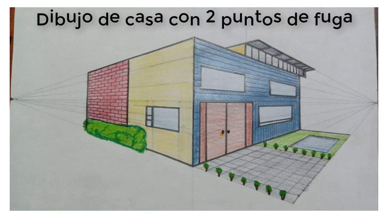 DIBUJO DE CASA CON 2 PUNTOS DE FUGA