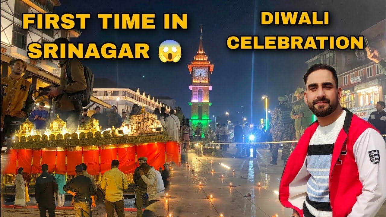 DIWALI CELEBRATION FIRST TIME IN SRINAGAR SMART CITY LALCHOWK GHANTAGHAR
