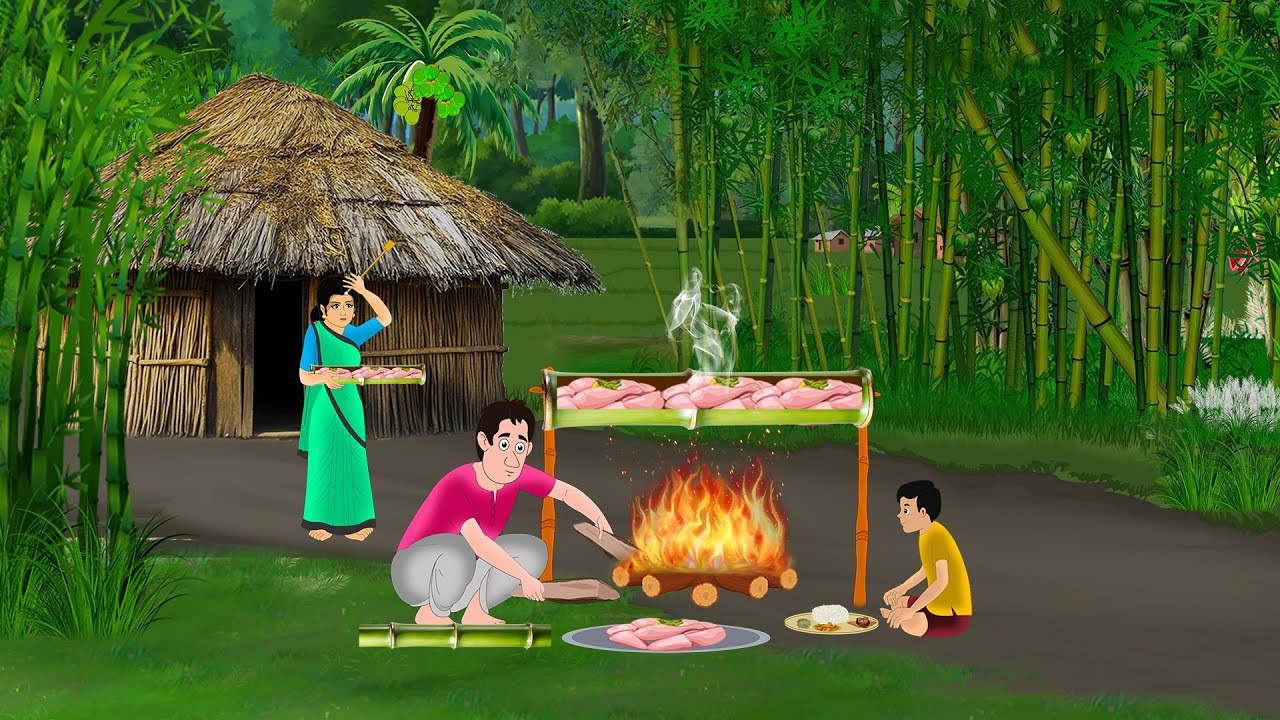 बांस के अंदर मांस पकाना | Hindi Story | Hindi Kahaniya | Moral Stories | cartoon story