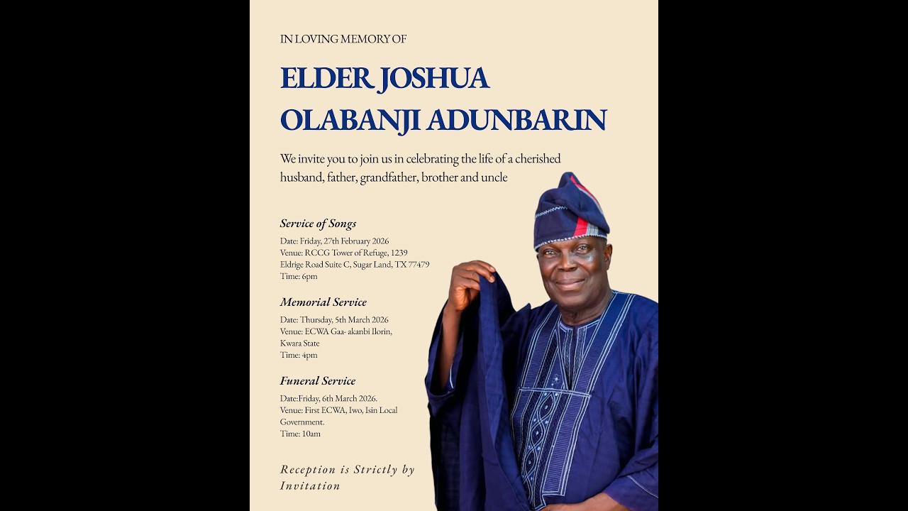 LYING-IN-STATE OF LATE ELDER JOSHUA OLABANJI ADUNBARIN