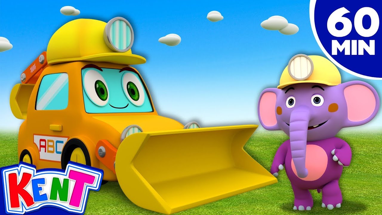 [4K] 🚜Excavator Song | 1- Hour Kids Songs Compilation by Kent The Elephant