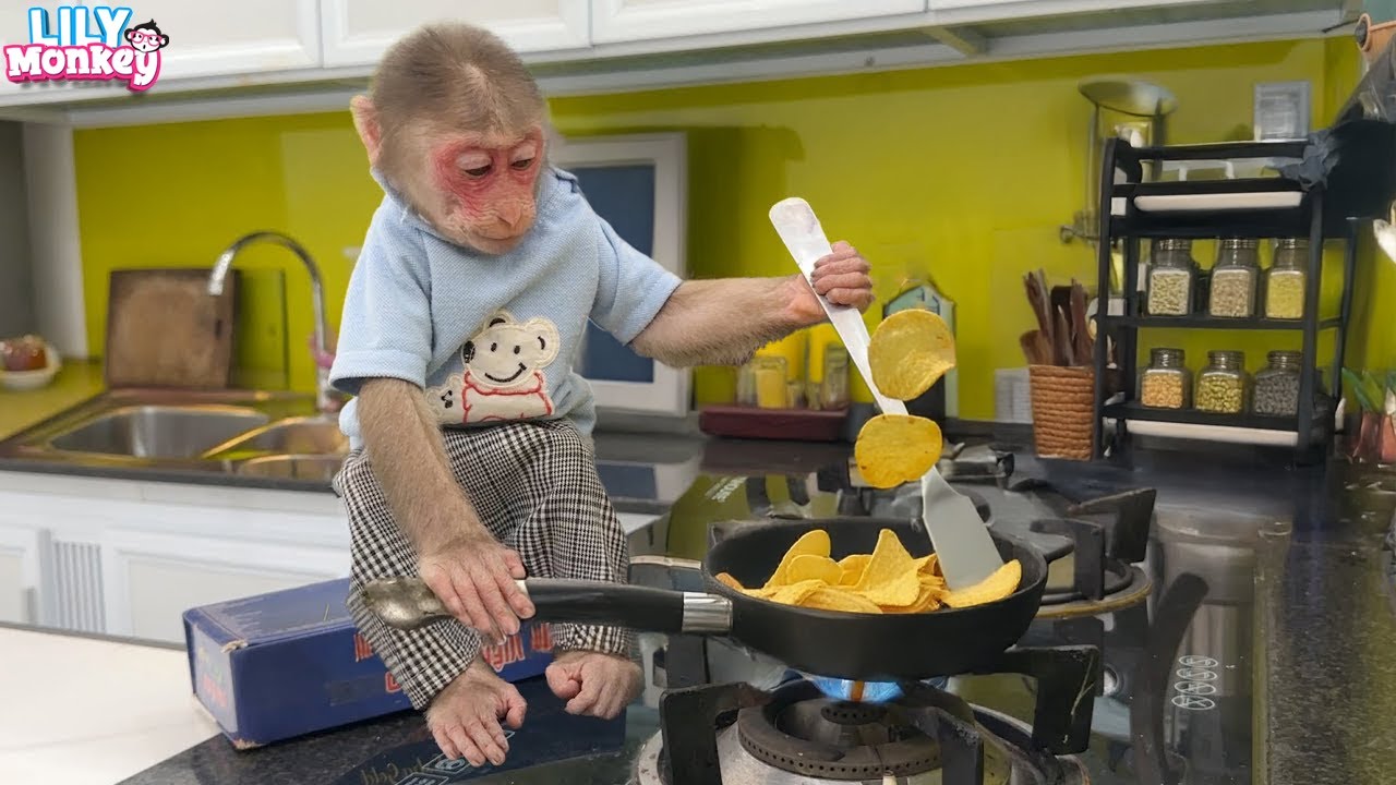 Wow! Lily learned how to make French fries from Dad | Lily's story